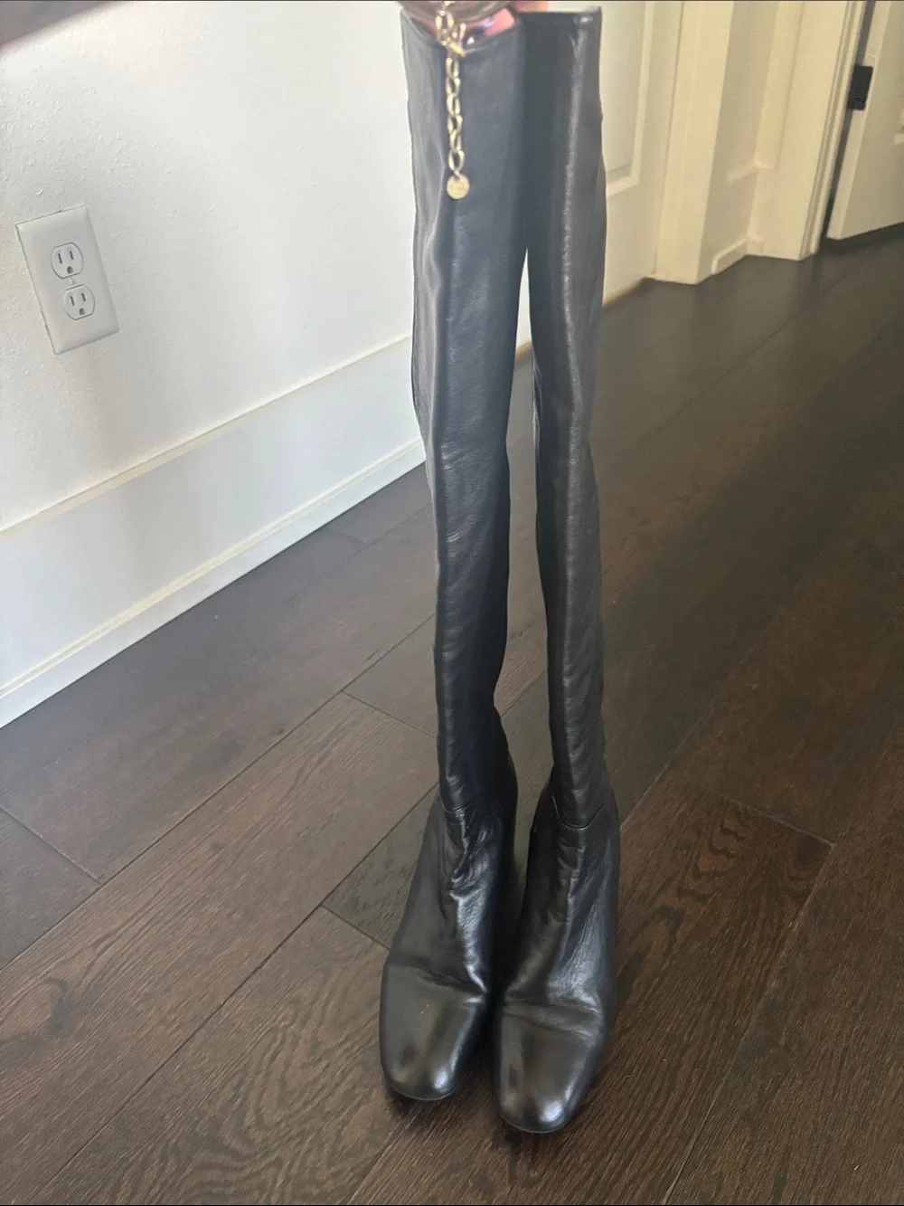 Black Over-the-Knee Block Heel Boots